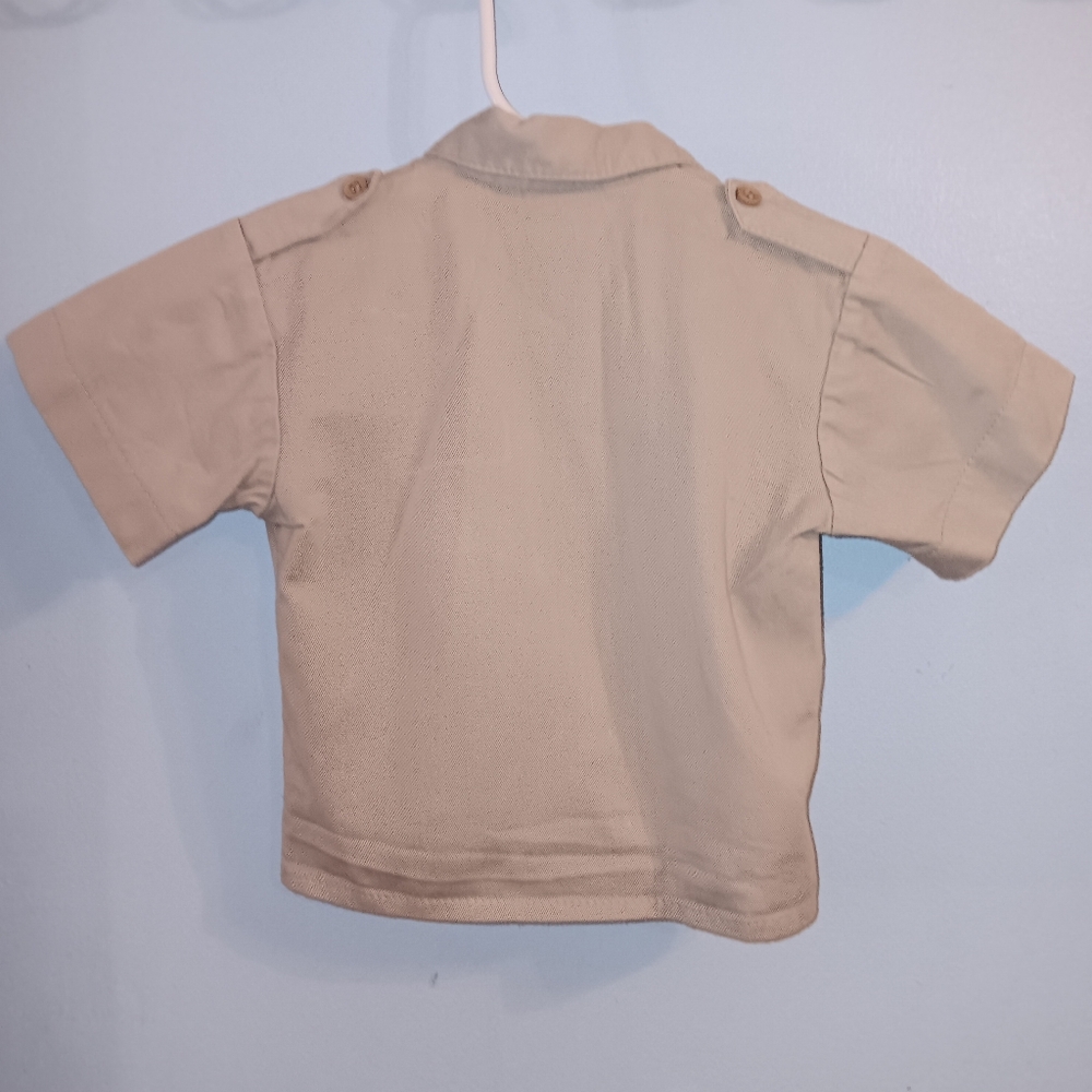 Park Ranger Shirt Button Down Tan Squirrel Embroidery Patch 12 M Little Baron - Picture 3 of 3
